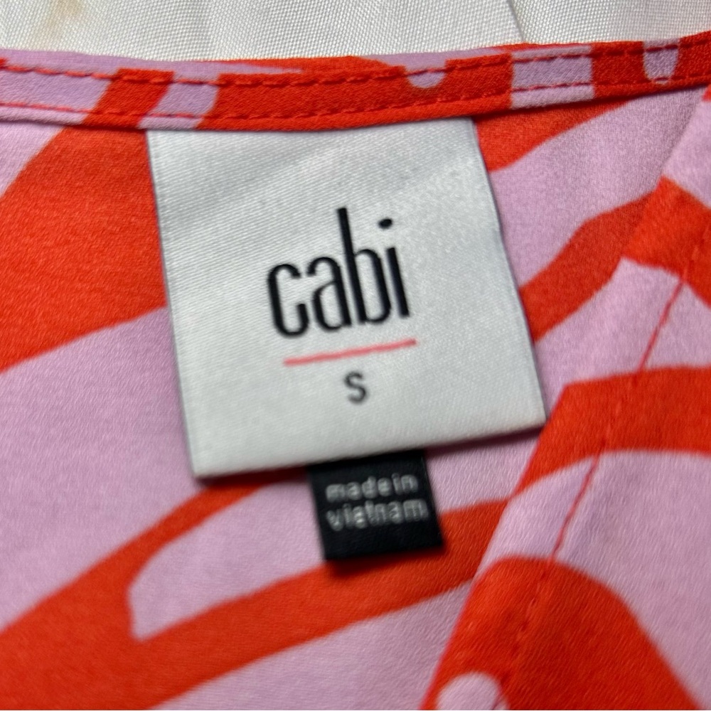 Cabi Saunter Dress Red & Lavender Maxi Empire Waist V-Neck Flutter Sleeve Sz S - Picture 9 of 16